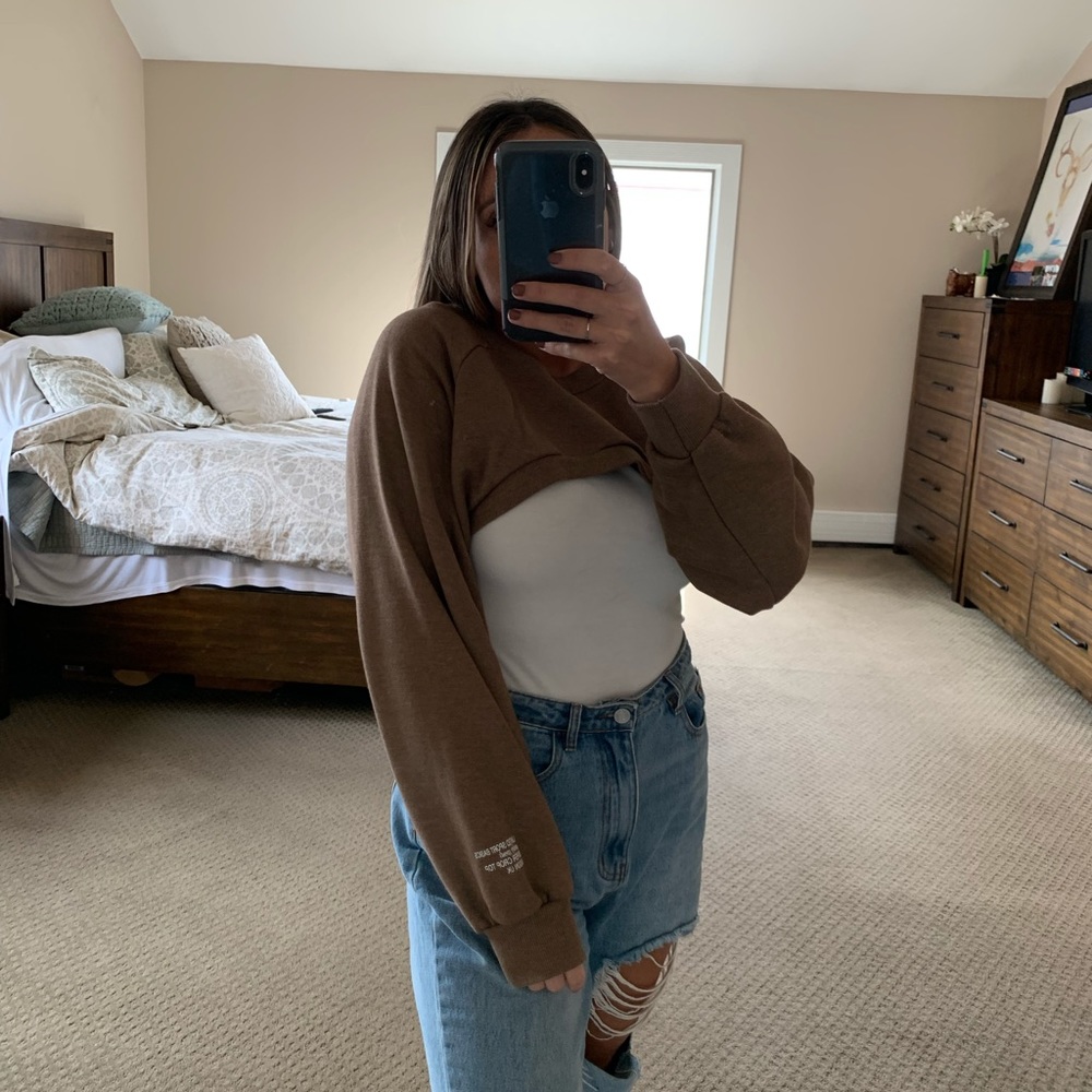 Zara Womens Brown Cropped Sweater Size L